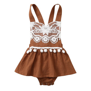 Baby Girls Backless Lace Romper