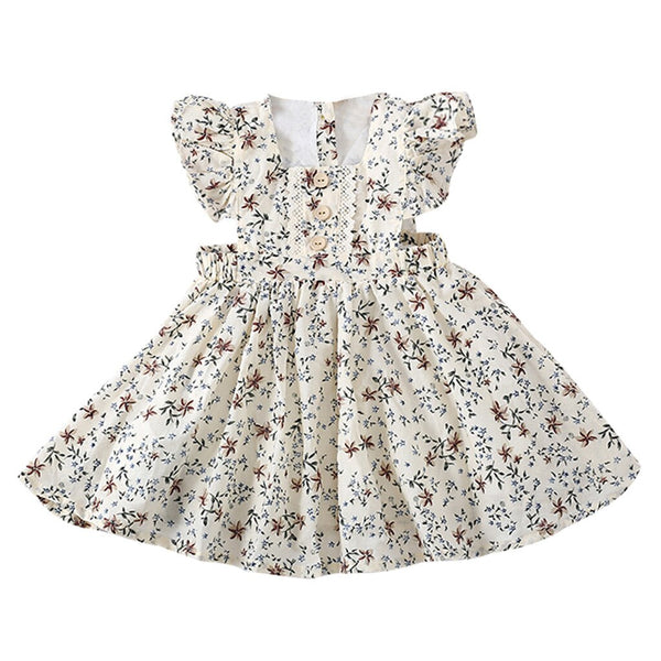 Toddler Girls Sleeveless Solid/Floral Ruched Dress