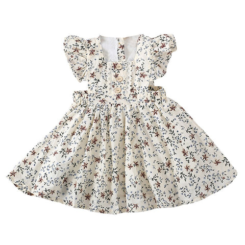 Toddler Girls Sleeveless Solid/Floral Ruched Dress