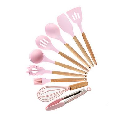 12pc Silicone Wooden Cooking Utensil Kitchen Set