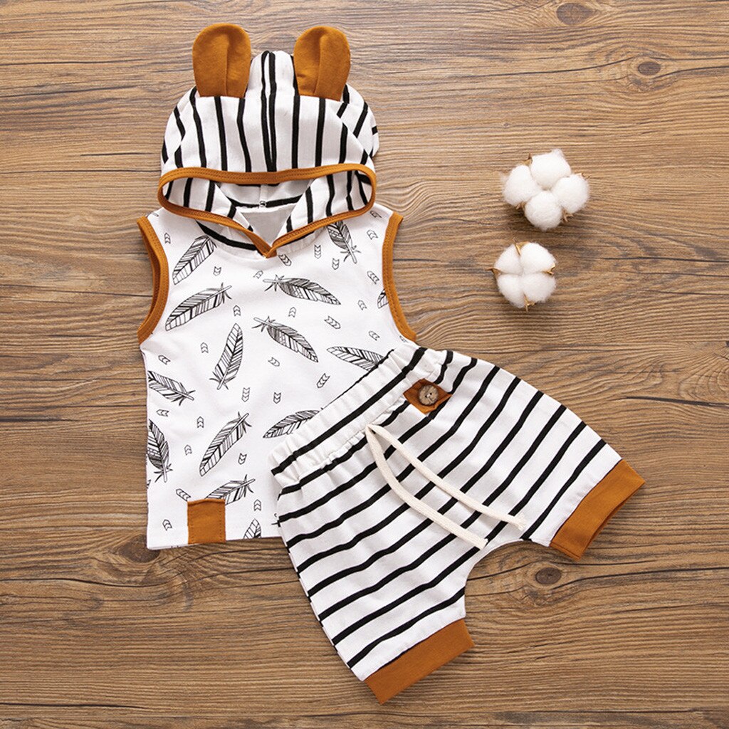 Baby Hooded Striped Feather Outfit