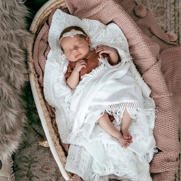 Muslin Fringe Newborn Baby Swaddle Blanket