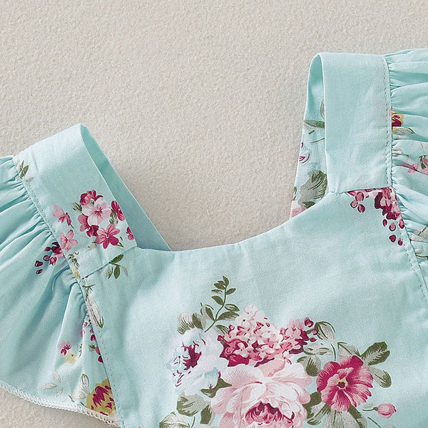 Baby Girl Floral Rompers Set With Headband