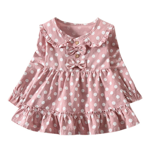Baby/Toddler Girls Long Sleeve Polka Dot Ruffled Dress