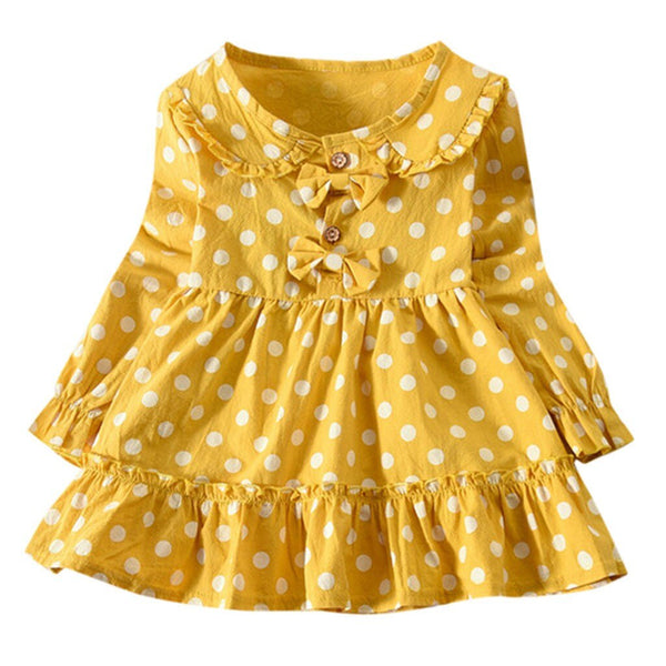 Baby/Toddler Girls Long Sleeve Polka Dot Ruffled Dress