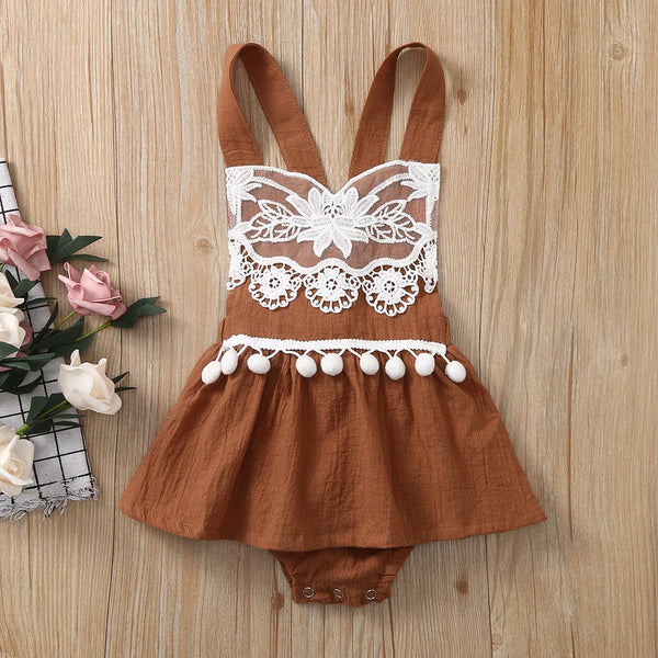 Baby Girls Backless Lace Romper
