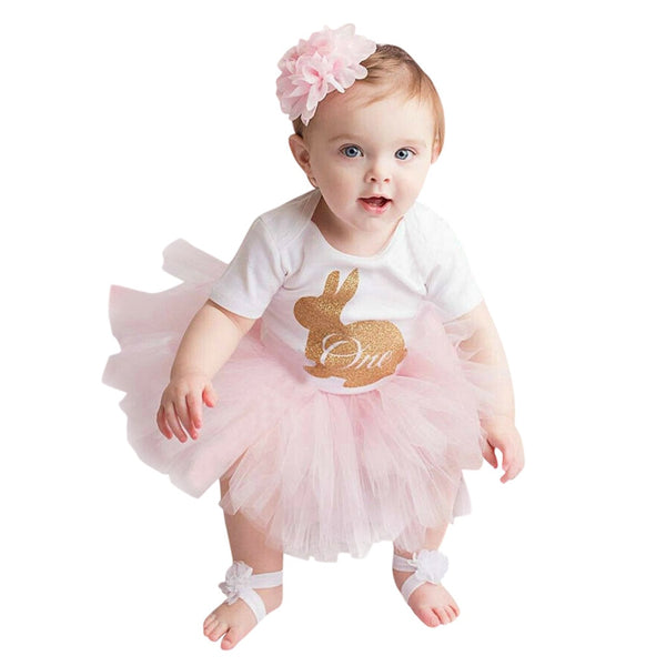 Baby Girl 3pc ONE Bunny Outfit