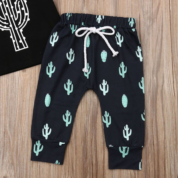 Baby/Toddlers Short Sleeve Cactus Print  2Pcs Outfit