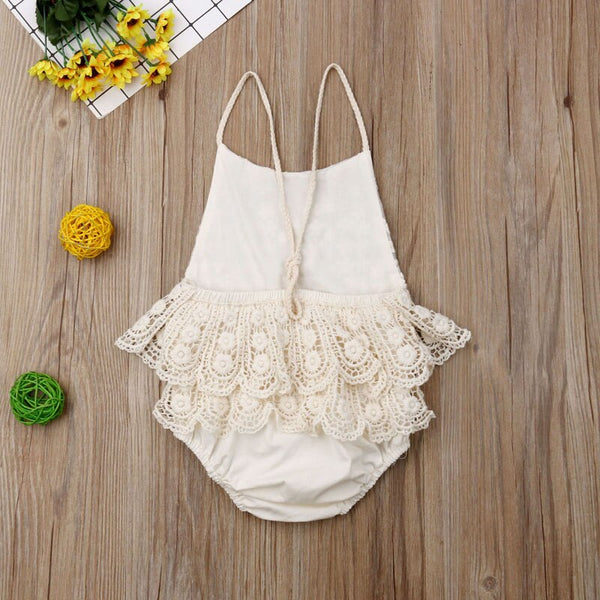 Baby Girl Backless Lace Romper
