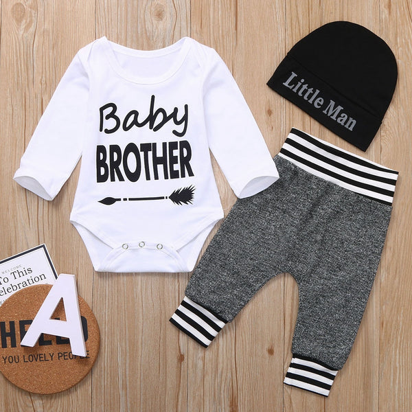 Baby Boy Romper+Pants+Hat 3PCS Outfit Set